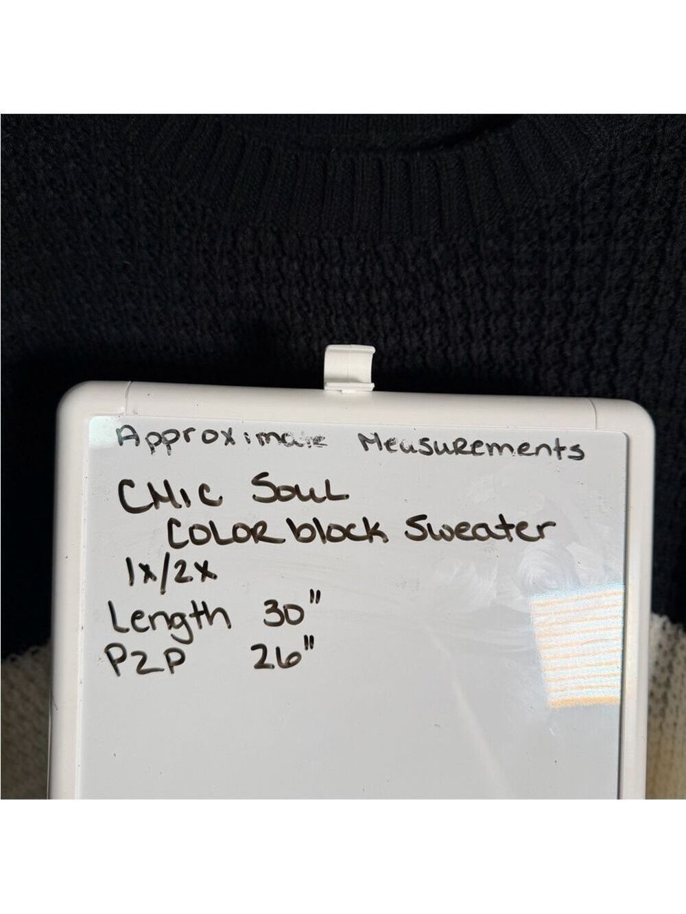 Chic Soul Colorblock Knit Sweater Black White Gray - Picture 8 of 8